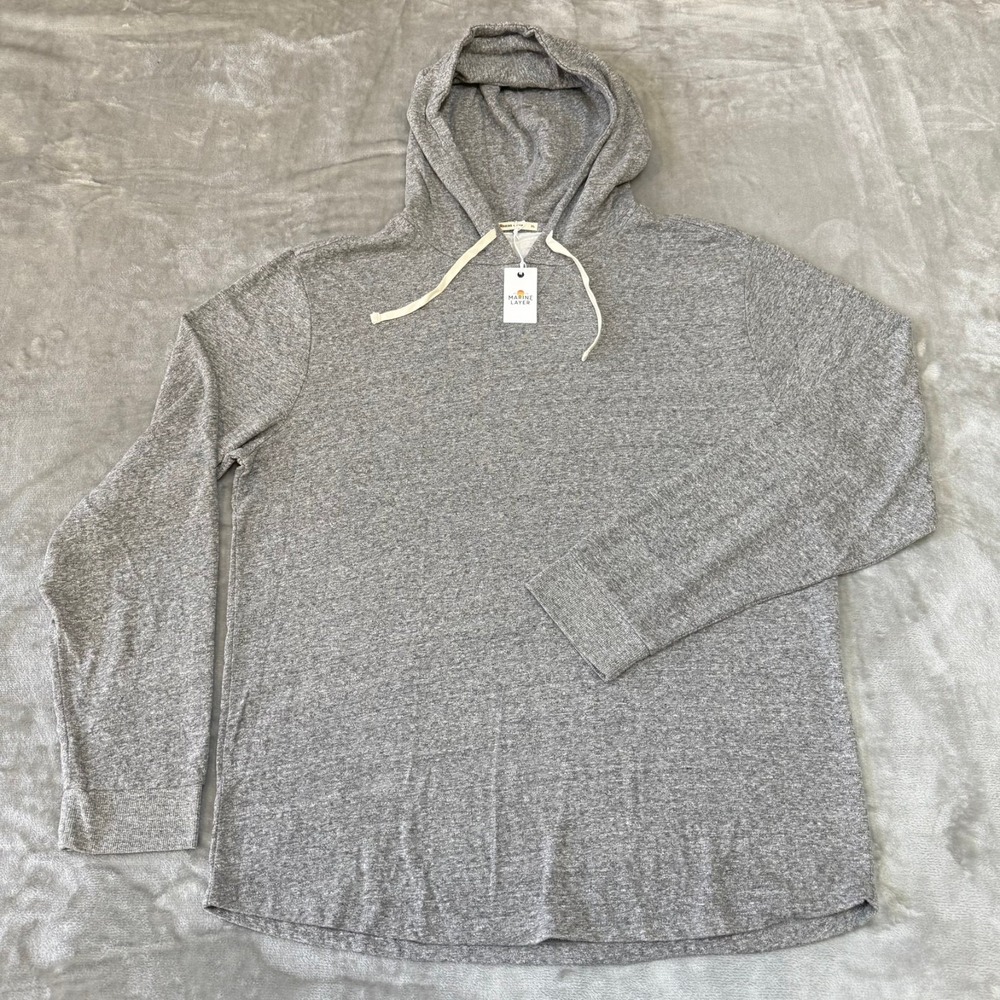 Marine Layer DK Pullover Hoodie Mens XL Heather Gray Soft Stretch $88 New NWT